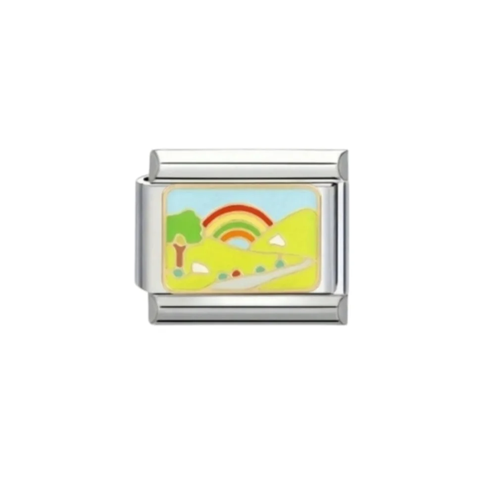 Italian Charm Rainbow Over Hillside Road‎ Personalized Jewelry Making Bracelet